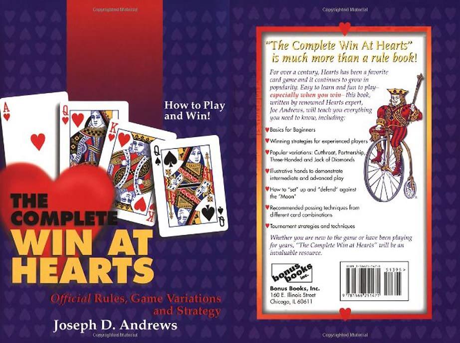 Front and back cover of the 2004 book The Complete Win at Hearts by Joseph Andrews
